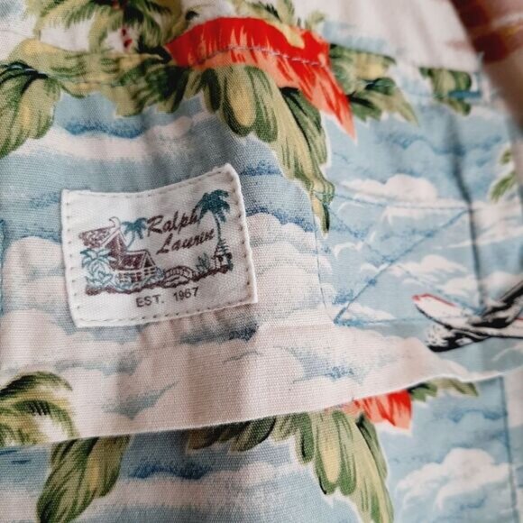 POLO by Ralph Lauren Cotton Swim Board Shorts Ocean & Beach Pattern Men's Sz M - Picture 12 of 13